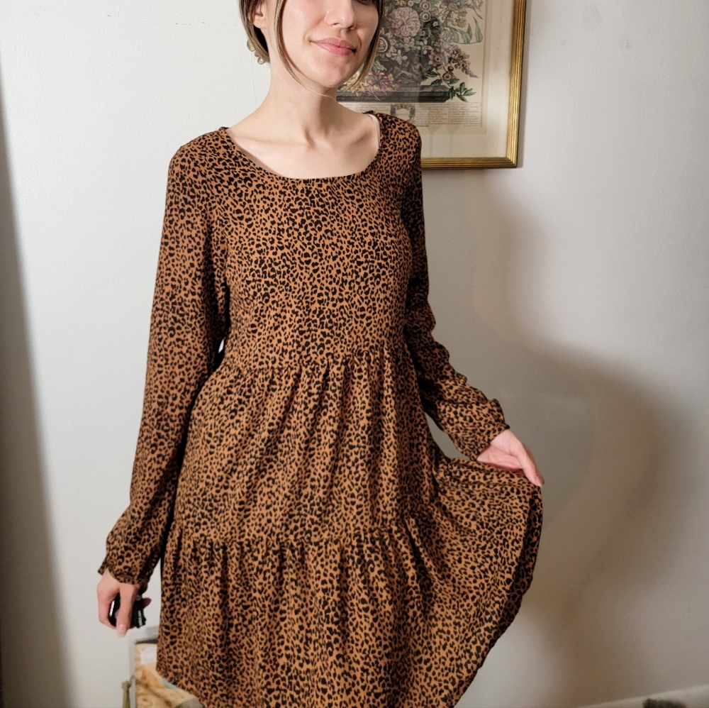 Wild Fable Sheer Tiered Poplin Dress